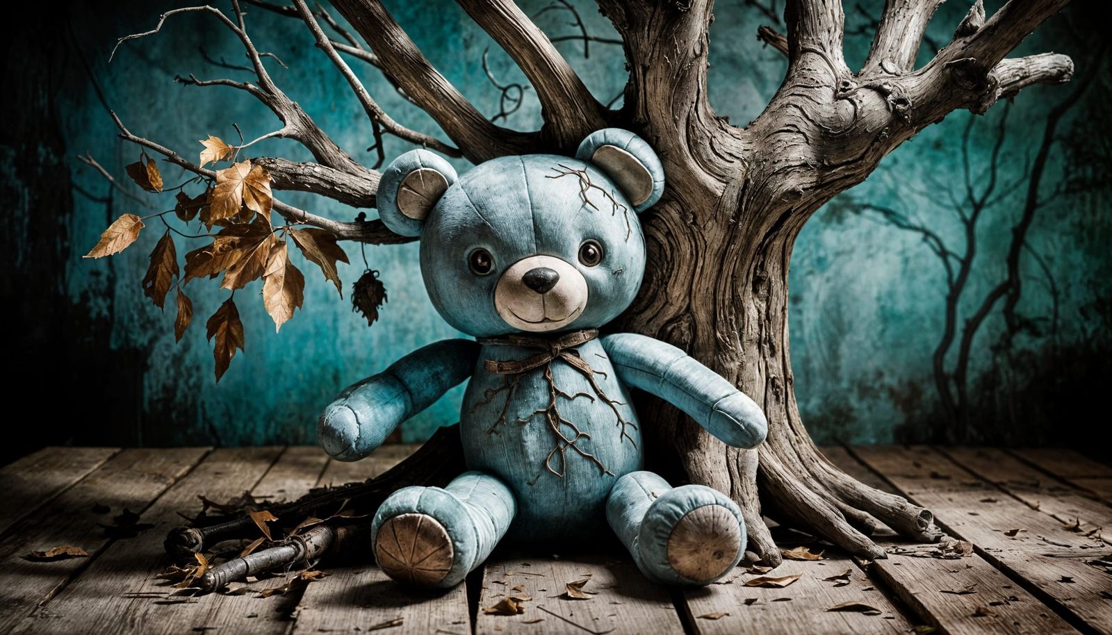 Antique Plush Toy in Abandoned Room