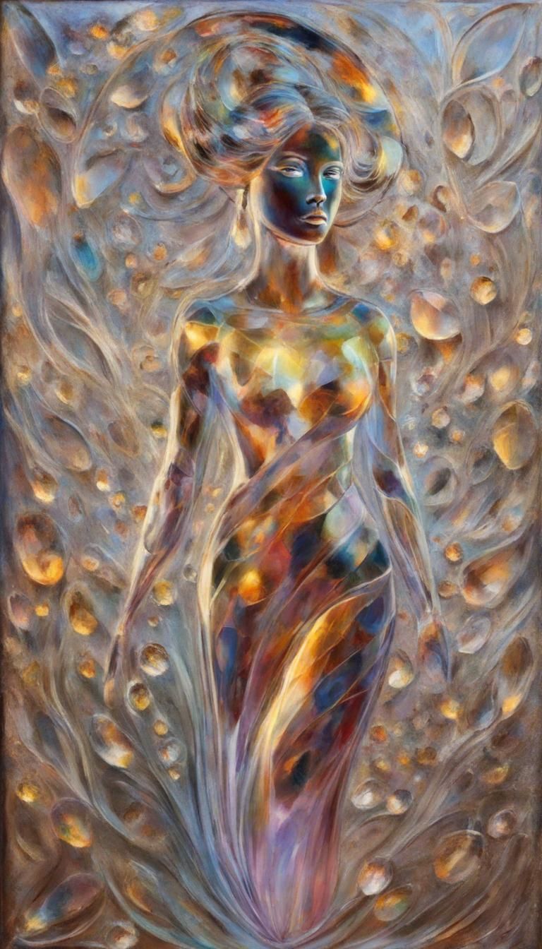 Crystal Motherhood as Impasto Digital Art