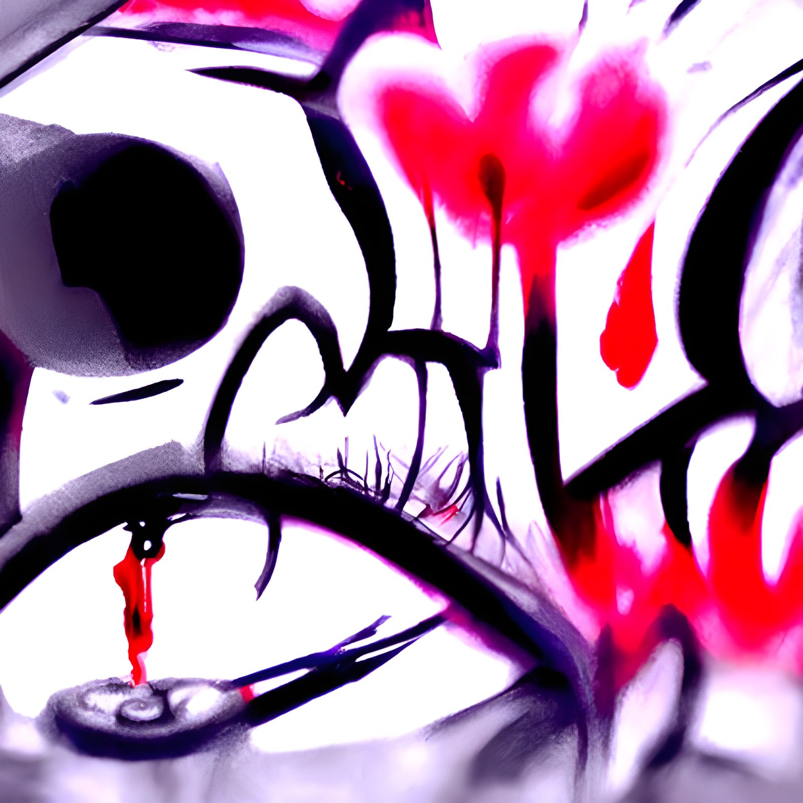 8K Graffiti Art: Beautiful Pain and Bloody Eyes
