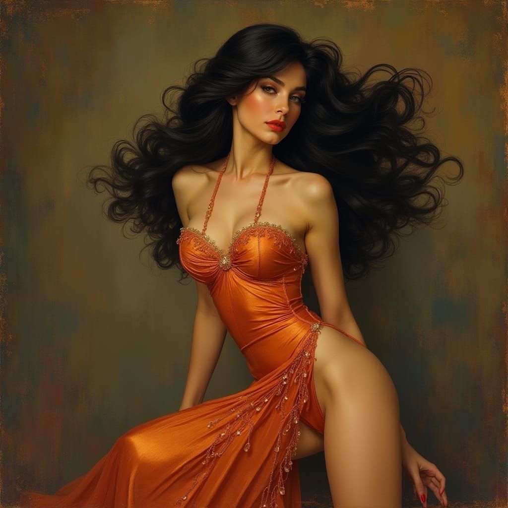 Ethereal Art Nouveau Pin-Up