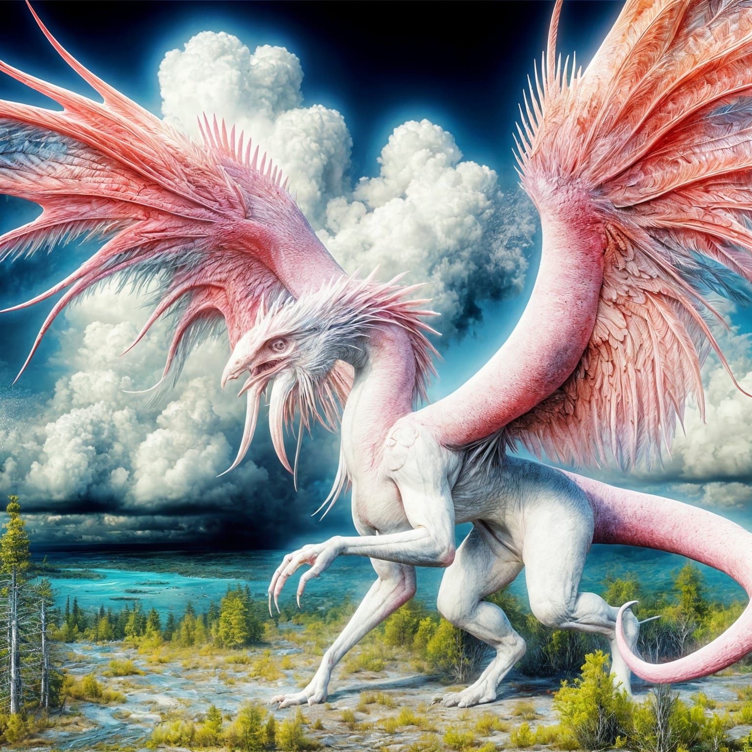 Ethereal Pink Winged Creature in Cinematic Wildlife Photogra...