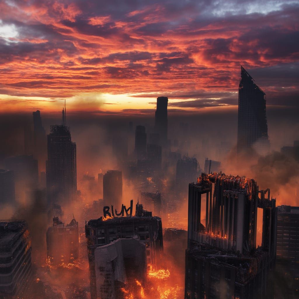 Dystopian Sunset: Beauty in Destruction