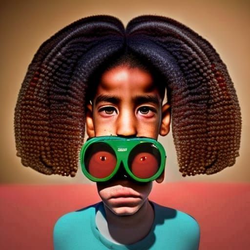 Afro Hairstyle Portrait in Professional Studio Lighting