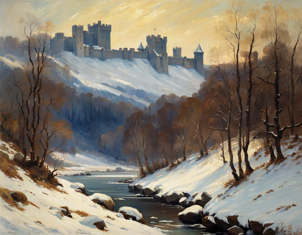 Medieval Castle in Winter Wonderland