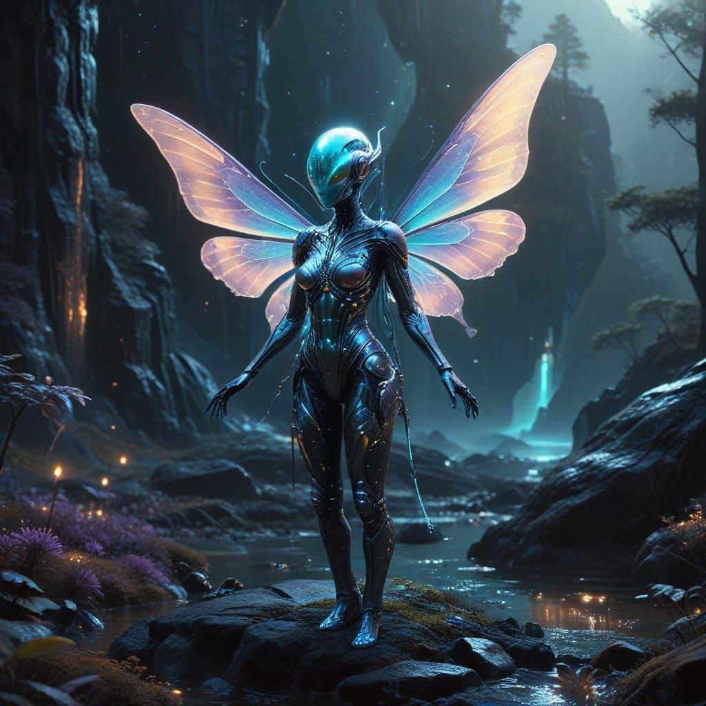 Hyperrealistic Alien Landscape in a Binary Star System