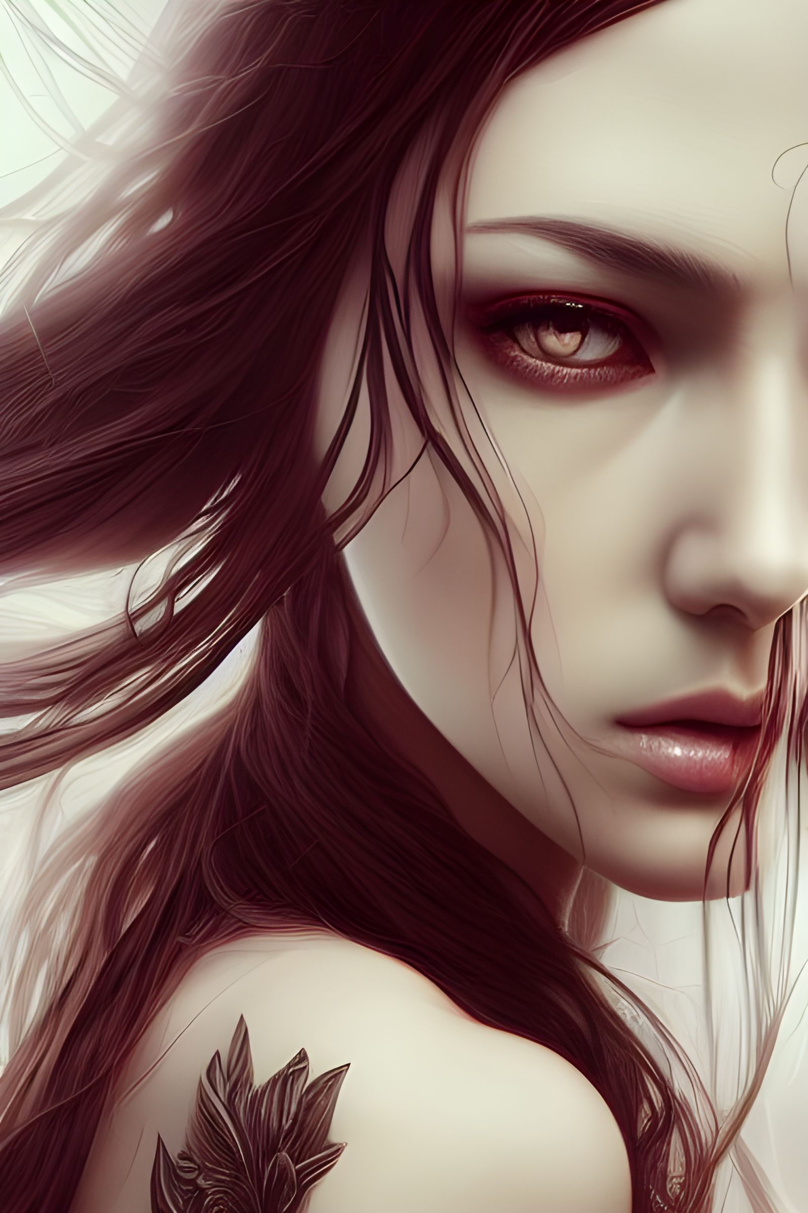 Elegant Goddess with Long Hair in Digital Illustration