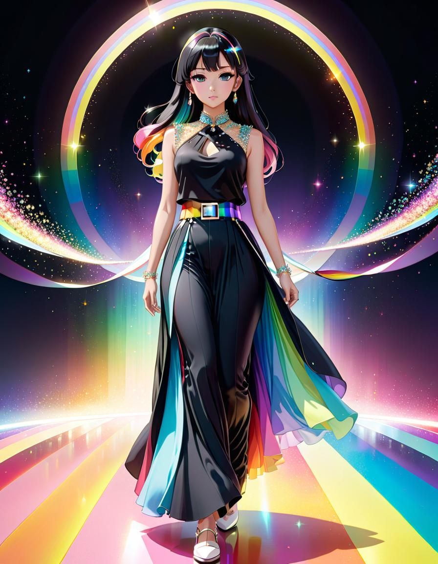 Rainbow Dress in Anime Style