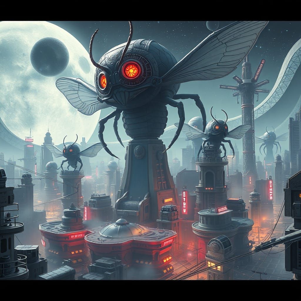 Moon City Invasion: Anime Style Insect Monsters
