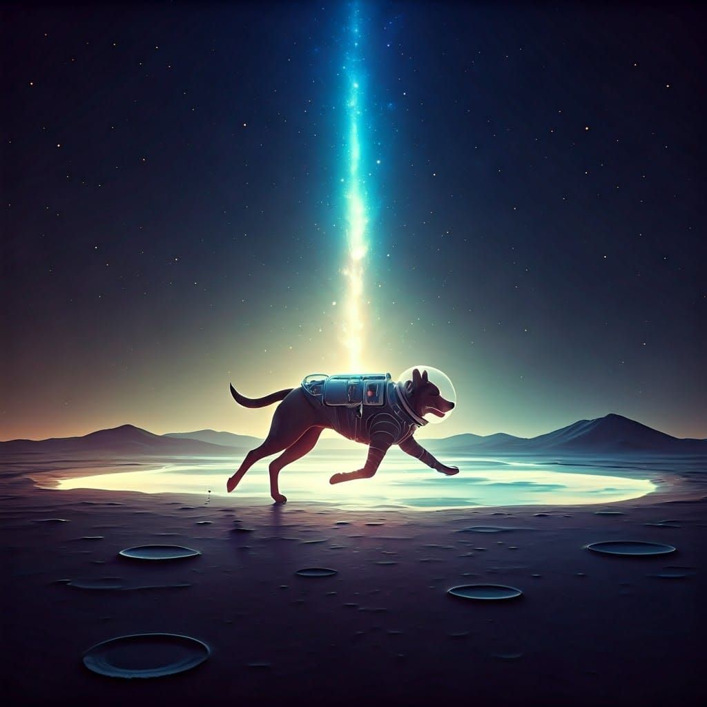 Dogs in Futuristic Lunar Landscapes