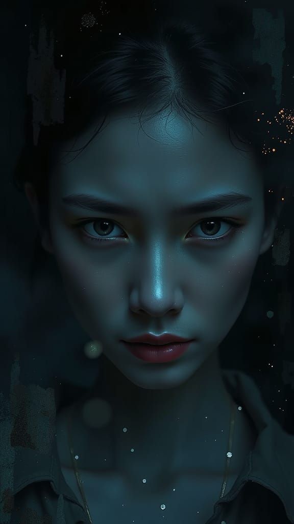 Dark Surreal Face with Impasto Textures