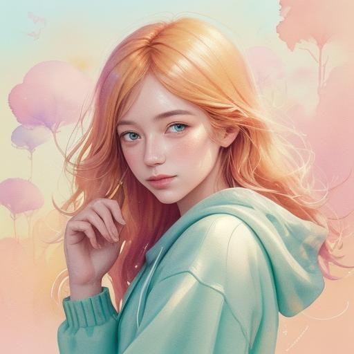 Vibrant Watercolor Illustration of a Person Surrounded by Di...