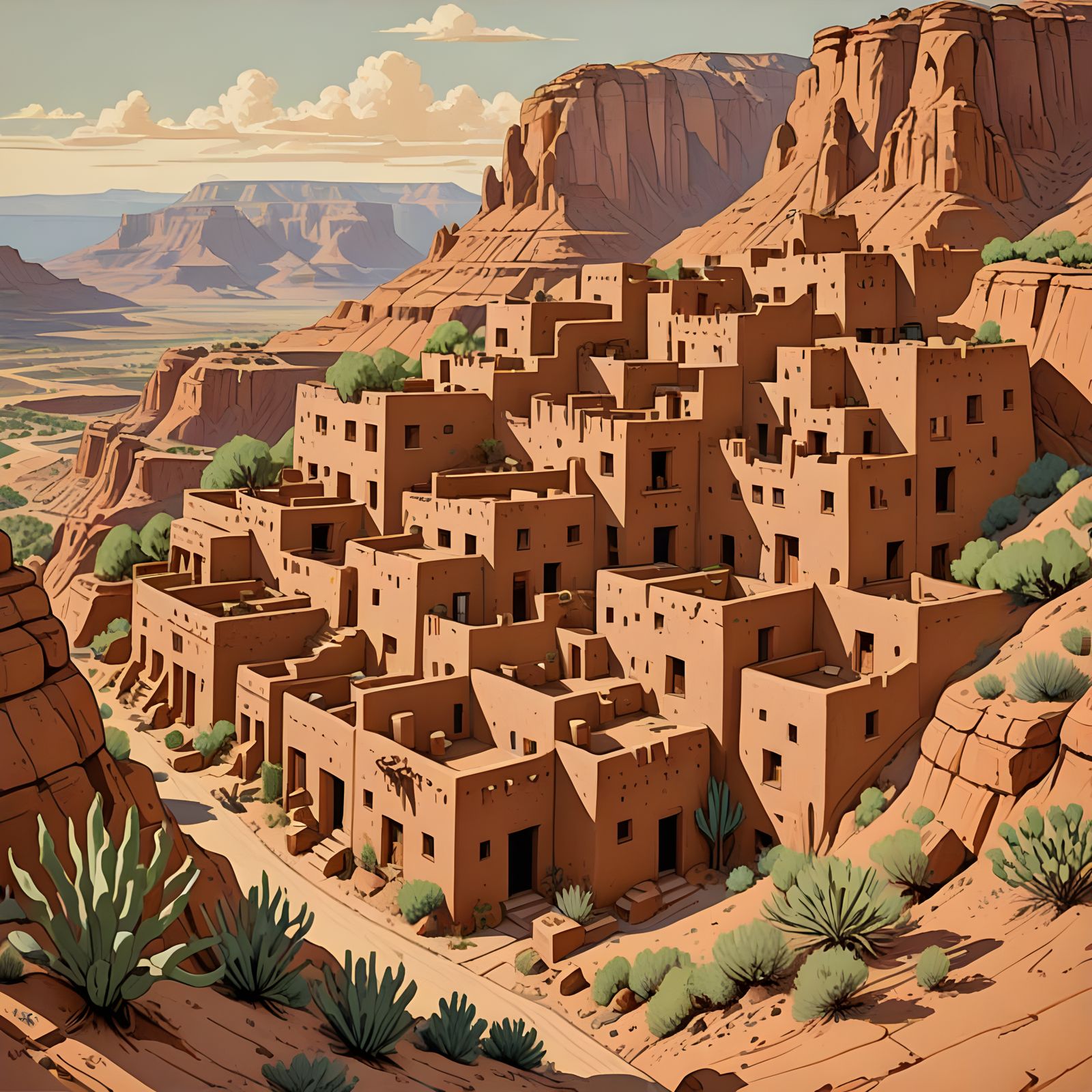 Ancient Hopi Cliffside Village in Clay