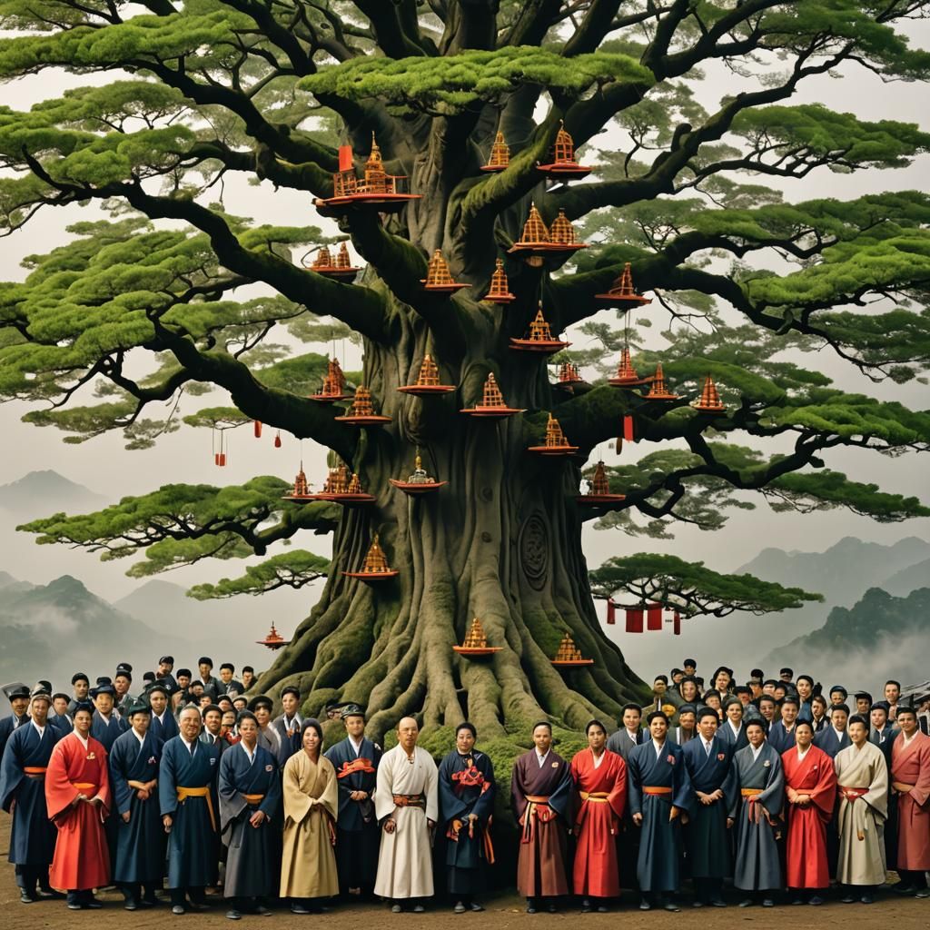 Japanese Ceremonial Tree Planting with Ten People
