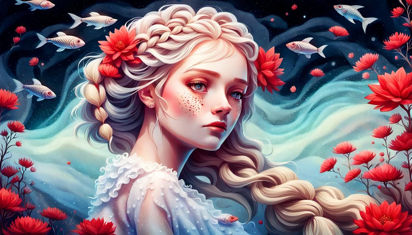 Mystical Woman Portrait in Surrealist Style