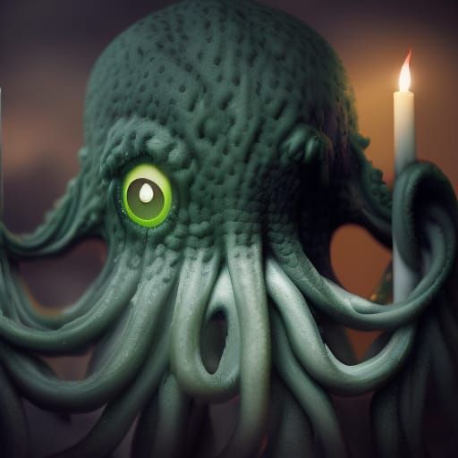 Sad Cthulhu Waits in the Rain: Dark Concept Art