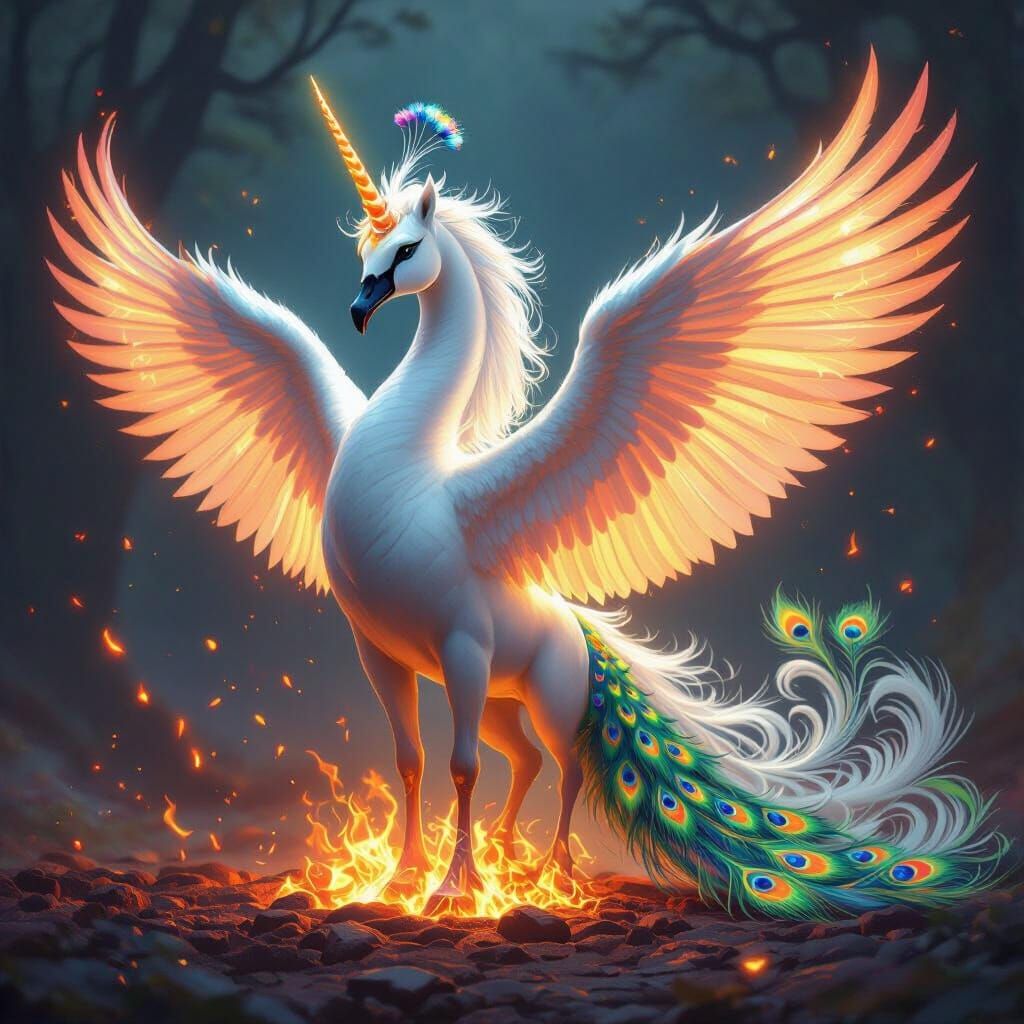 Majestic Unicorn Swan Peacock Phoenix Hybrid