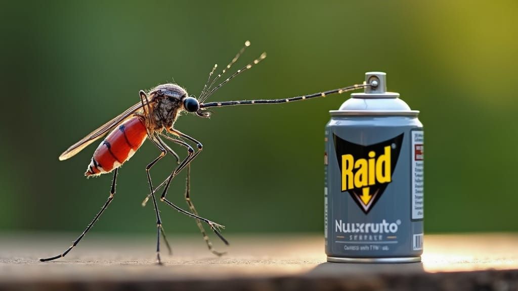 Giant Mosquito Enjoys Raid: Hyperrealistic Close-Up