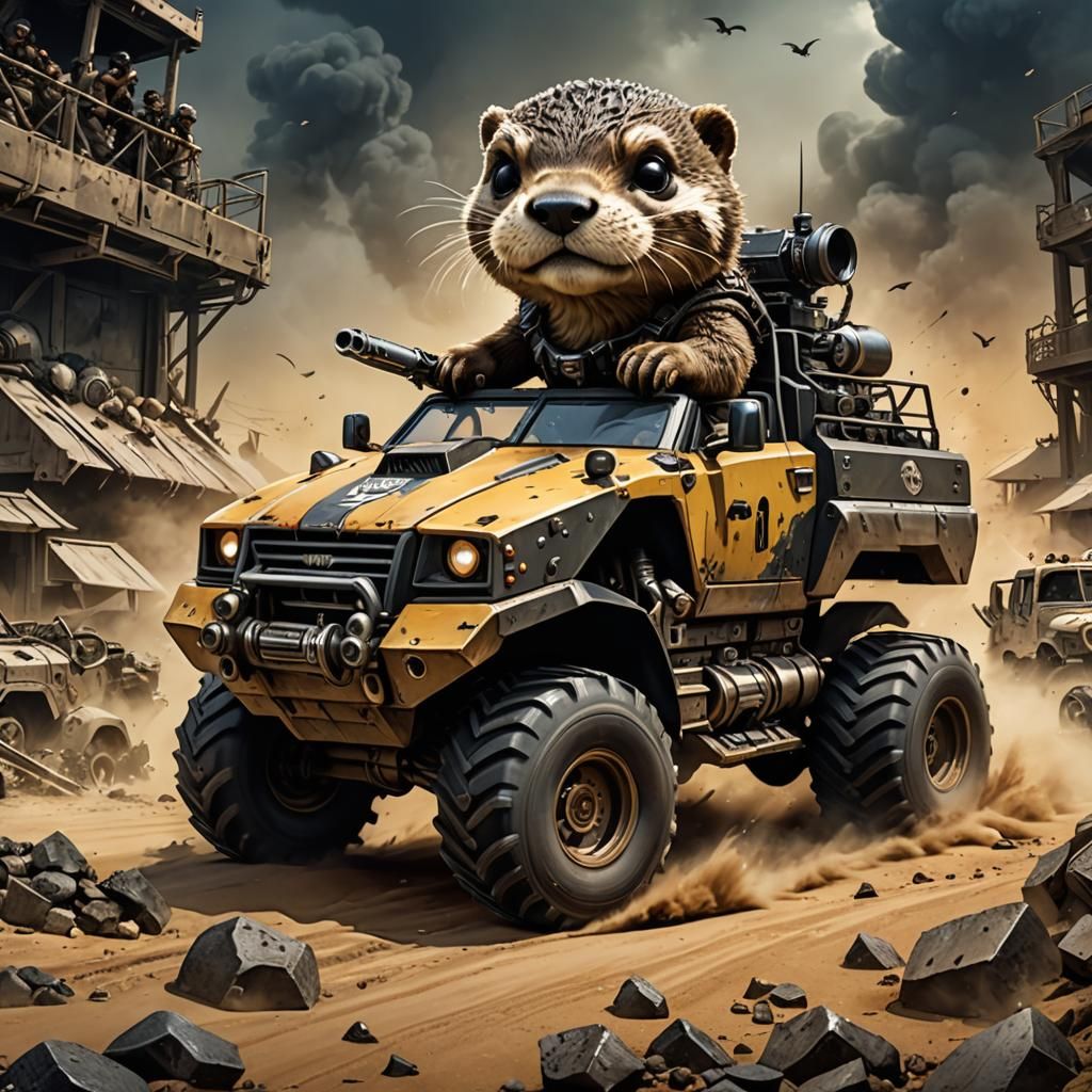 Armored Otter Races in Apocalyptic Wasteland