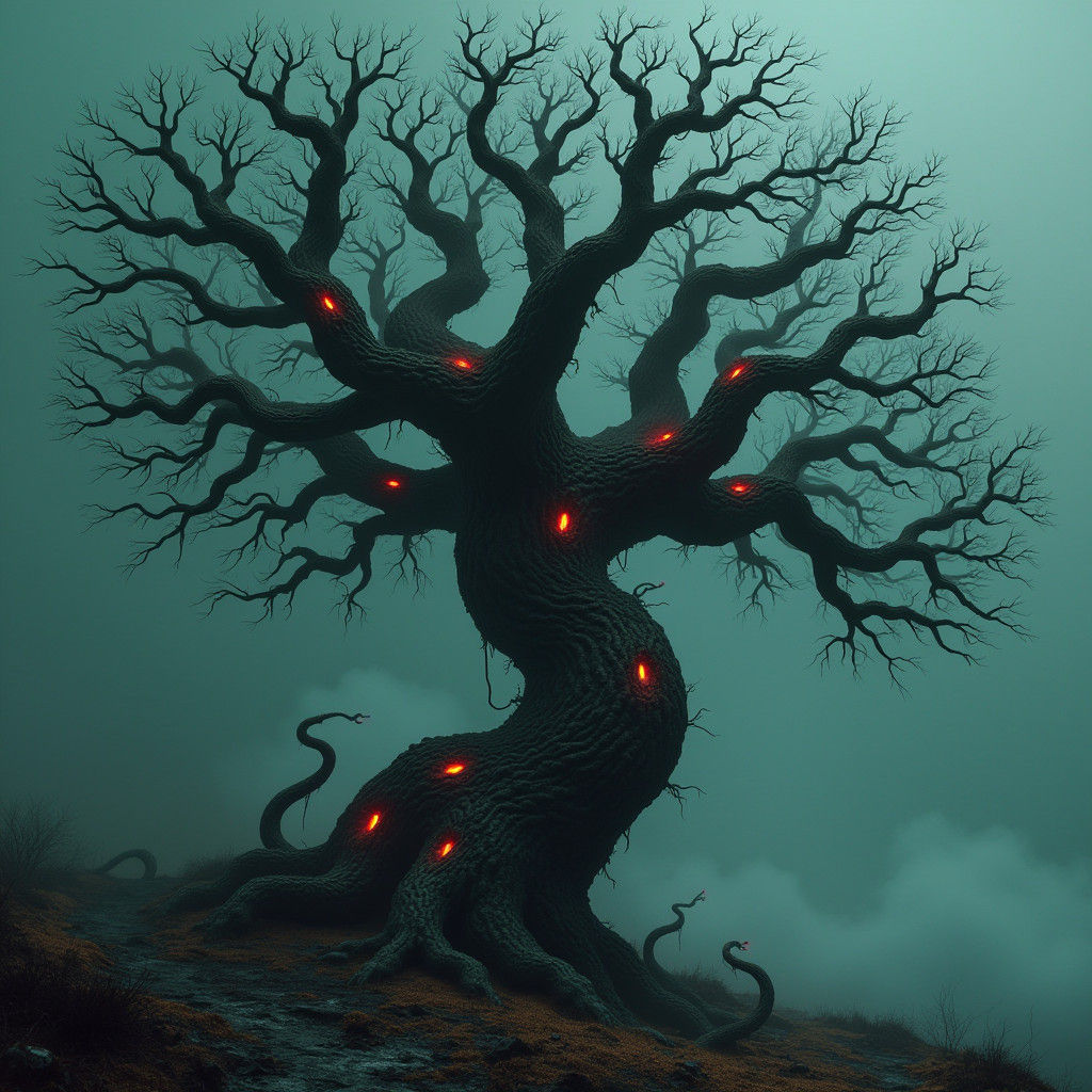Gnarled Tree with Serpentine Arms, a Gothic Fantasy