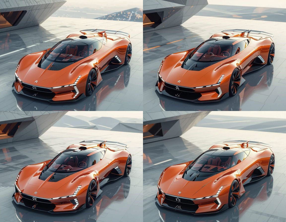 Sleek Citroën Hypercar in Metallic Orange-Red