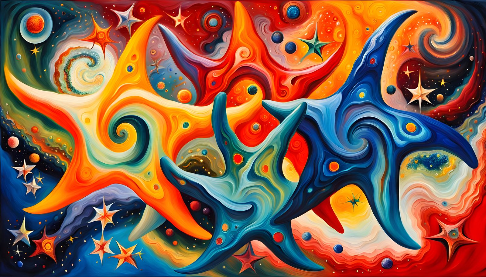 Swirling Celestial Stars Form a Maelstrom in Vivid Impasto