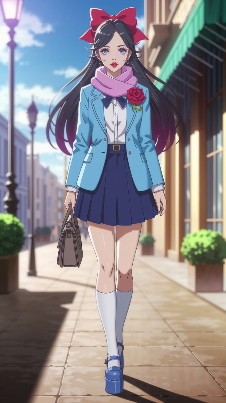 Elegant Young Woman in 3D Anime Art Style