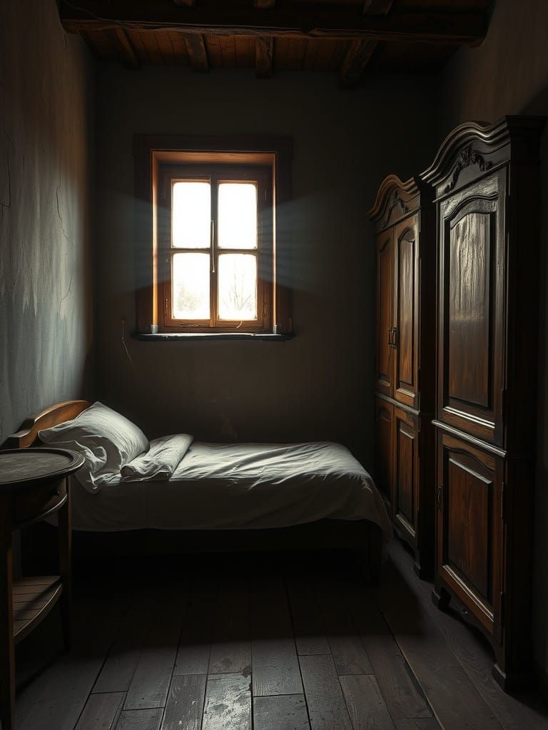 Rustic Hotel Room in Rural Russia, 1830, in Realist Style