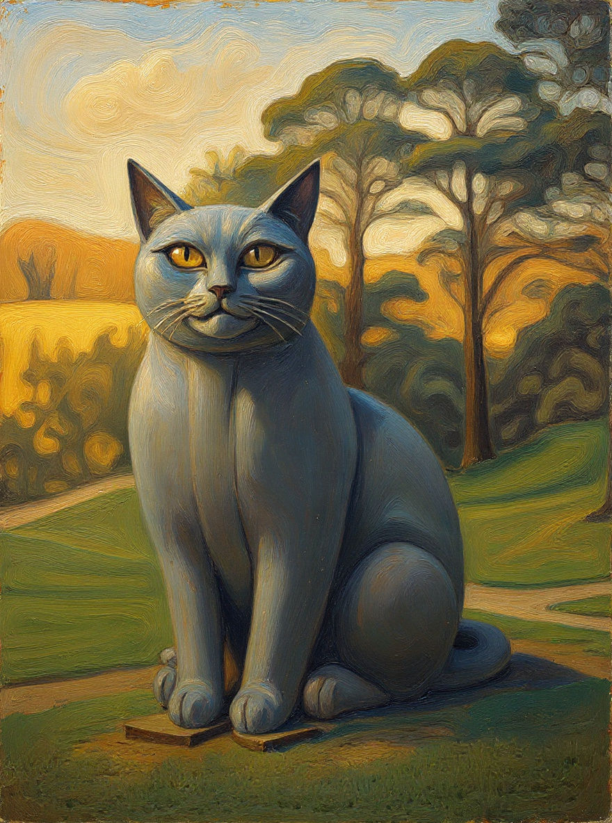 Abstract Giant Cat Sculpture