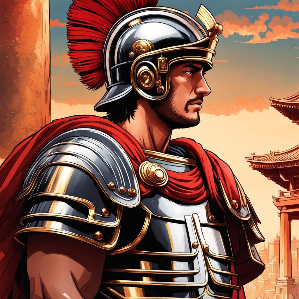 Roman Centurion Portrait in Manga Anime Style
