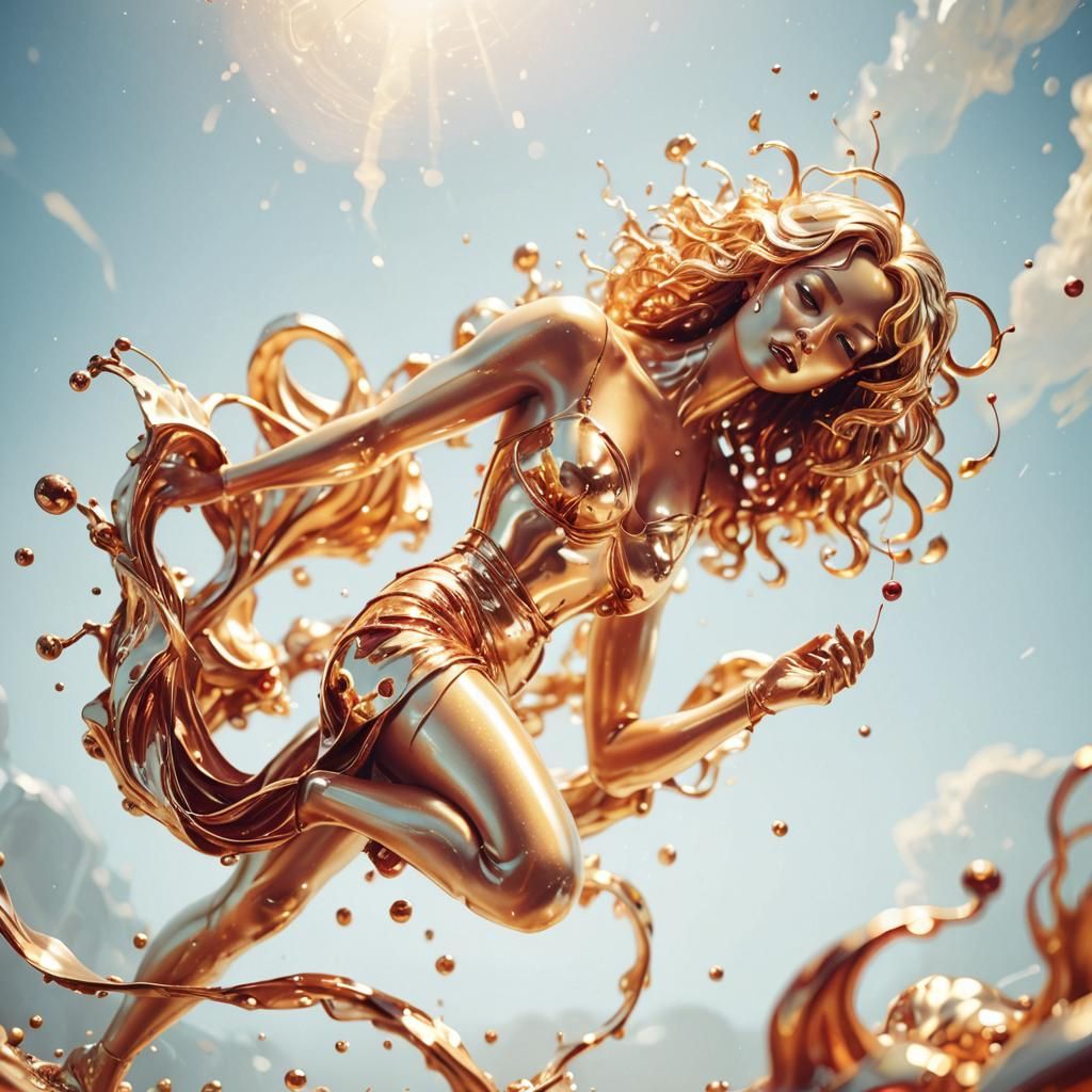 Golden Woman Emerges: Vibrant Sci-Fi Concept Art