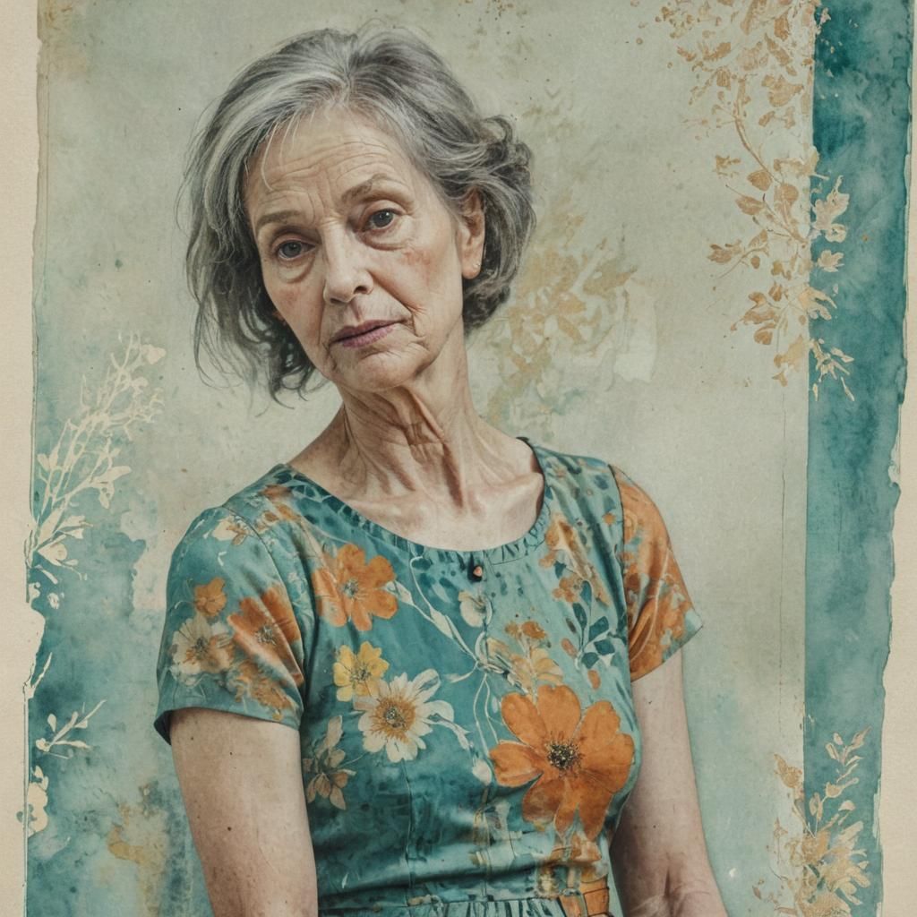 Eerie Portrait in Mixed Media Style