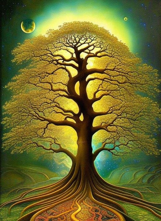 Yggdrasil: Norse World Tree in Ethereal Art