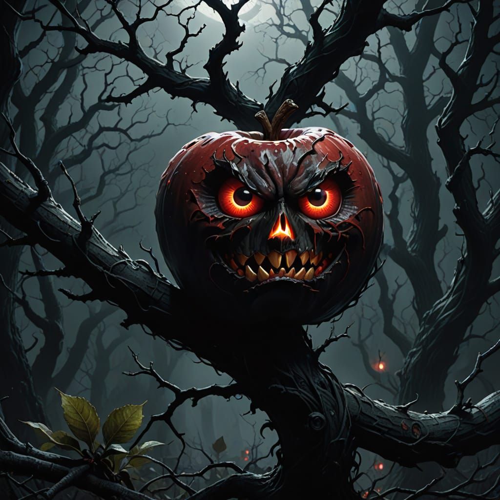 Mystical Apple in Dark Fantasy Setting