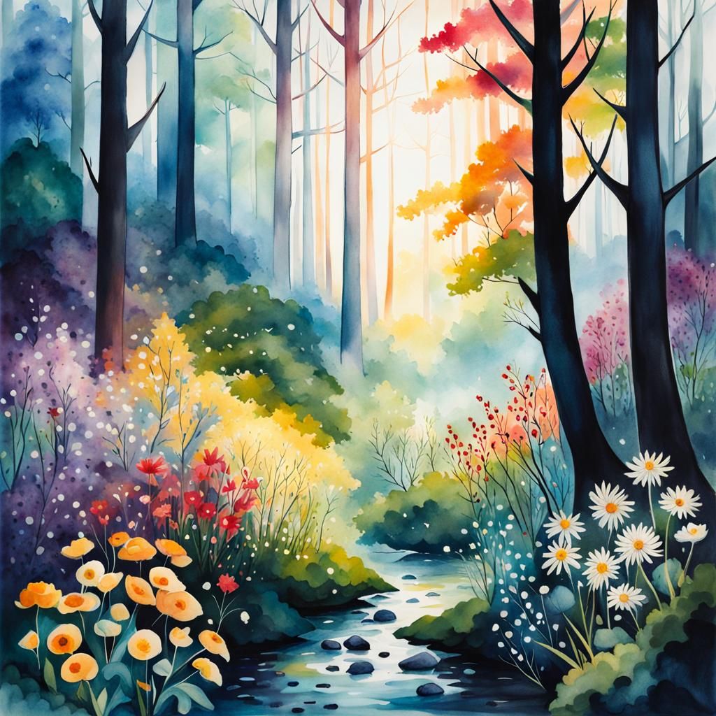 Enchanted Forest in Watercolor Art Style