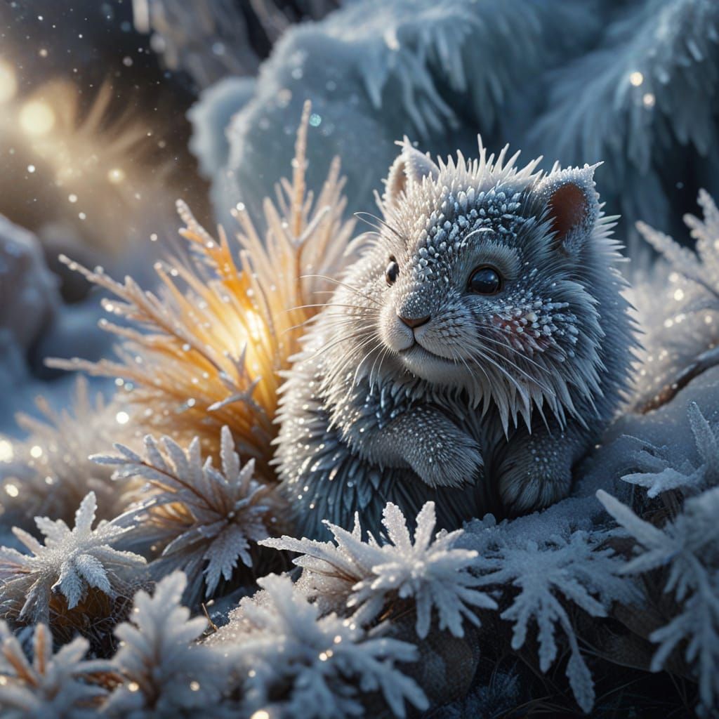 Frosty Fur: A Surreal CGI Creature in Ice