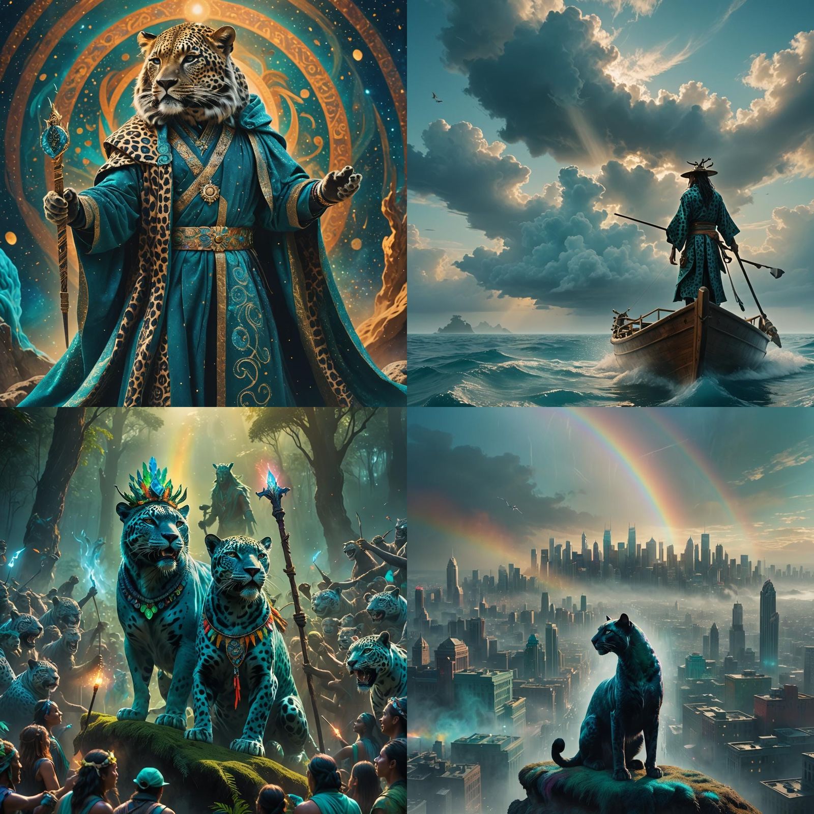 Surreal Sky Panther Embodiment of Time and Destiny