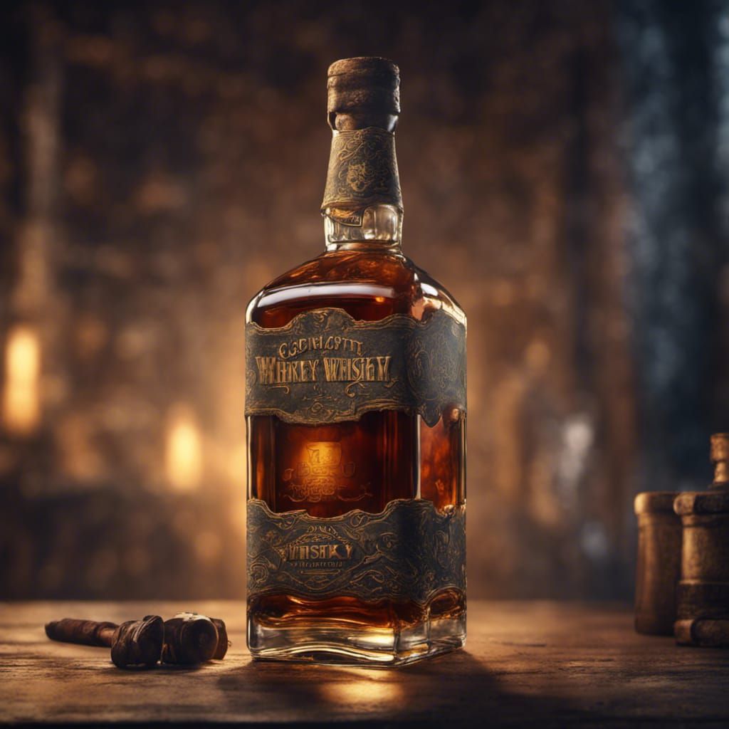 Aged Whiskey Bottle as Detailed Matte Painting