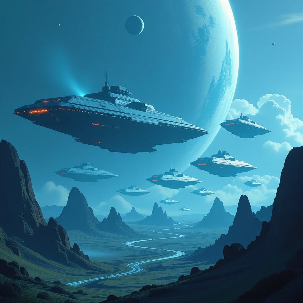 Majestic Space Fleet Unveils Reality's Mystical Fabric