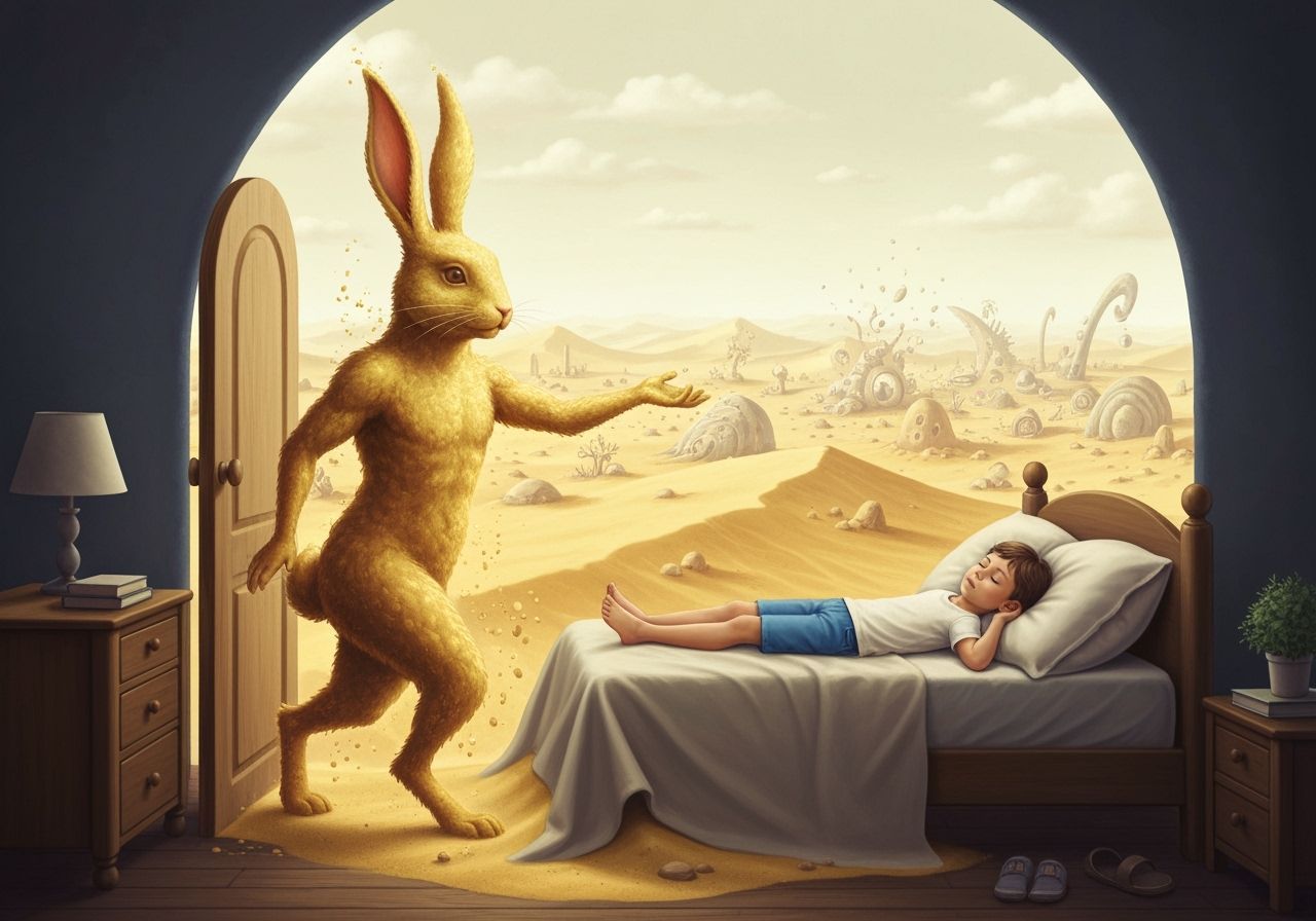 Sandman Rabbit Guides Child to Surreal Dreamworld