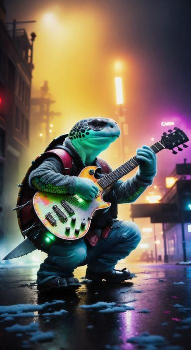 Just a crustpunk turtle playing guitar
