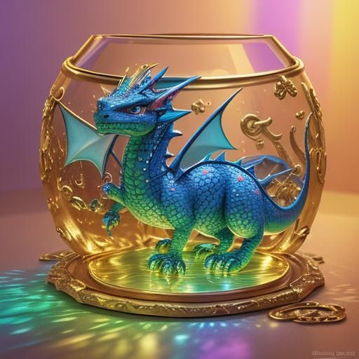 Dragon in Jewel Box, Pixar-Style 3D Art