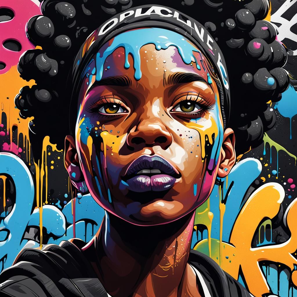 Black Pride Graffiti Art in Polychromatic Splash Style