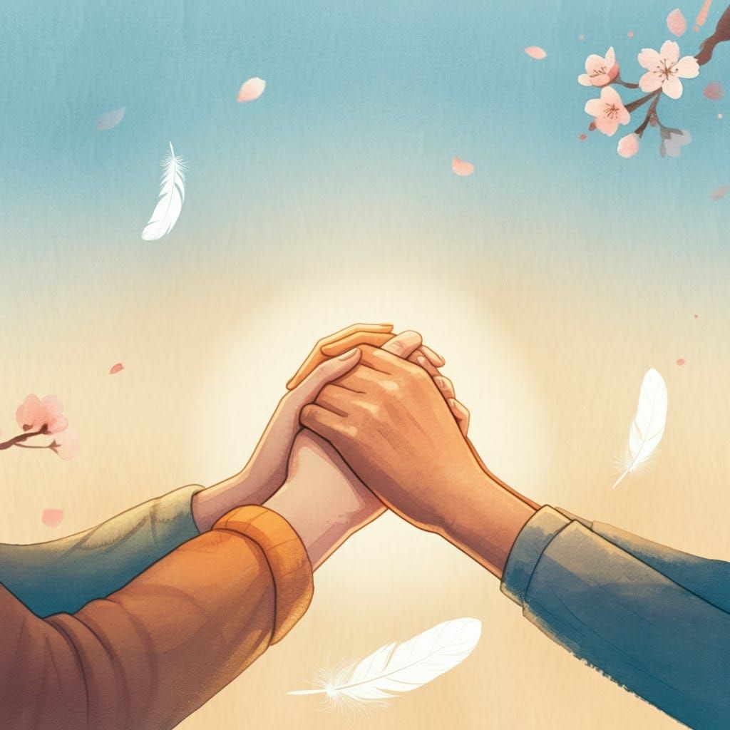 Warm Scene of Hope and Support in Watercolor Style
