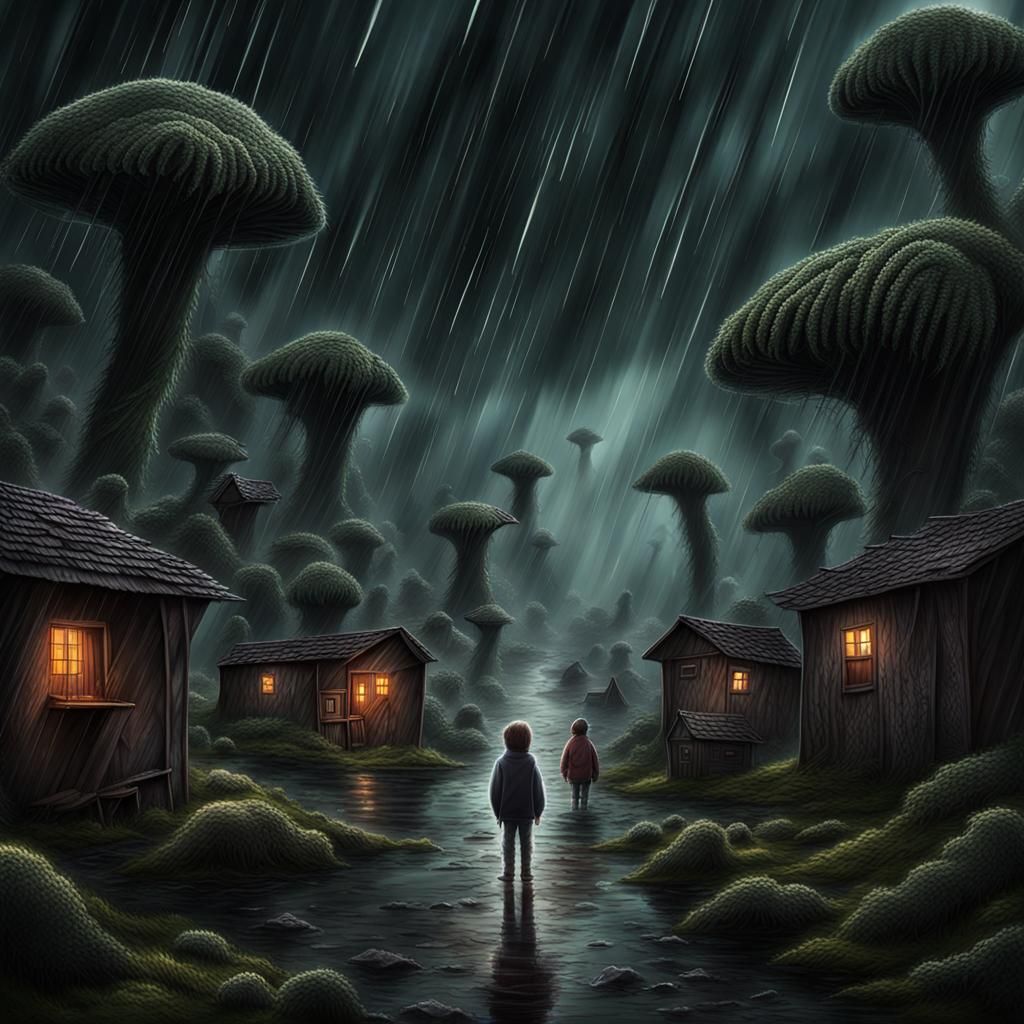 Ancient Torrential Acid Rain: A Spooky Horror Artwork