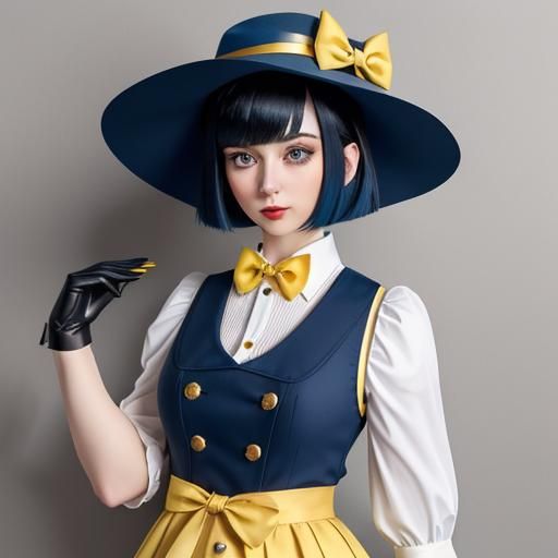Marionette Girl with Blue Eyes and Bob Cut