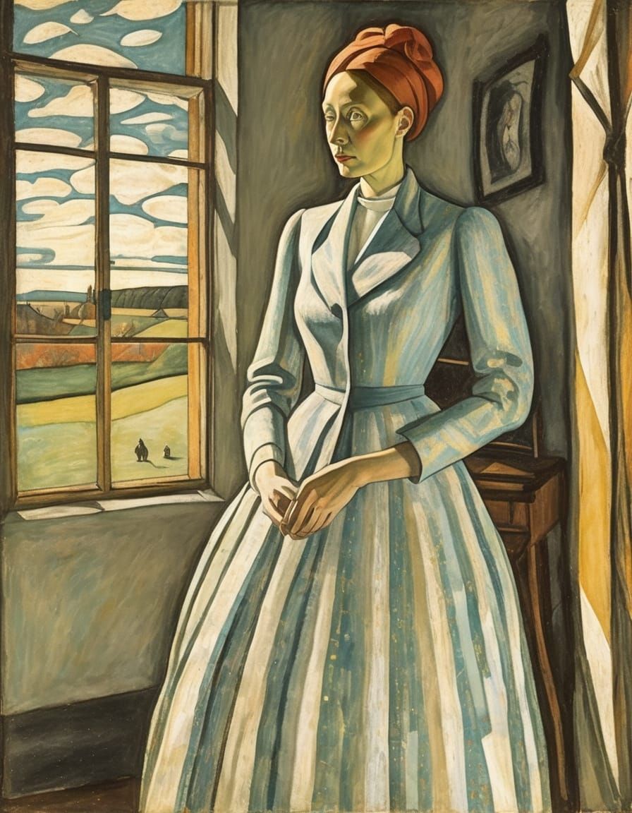 Expressionist Portrait with Dazzling Sky and Chiaroscuro