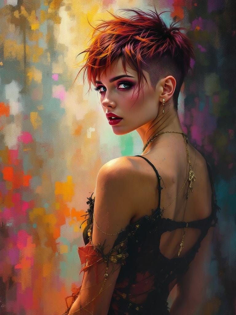 Edgy Punk Rocker in Art Nouveau Style