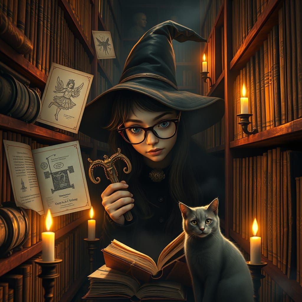 Young Witch Hides in Ancient Magical Library