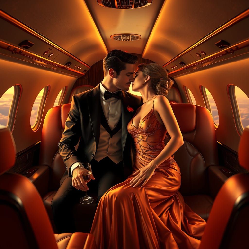 Luxurious Jet Encounter in Golden Ambiance