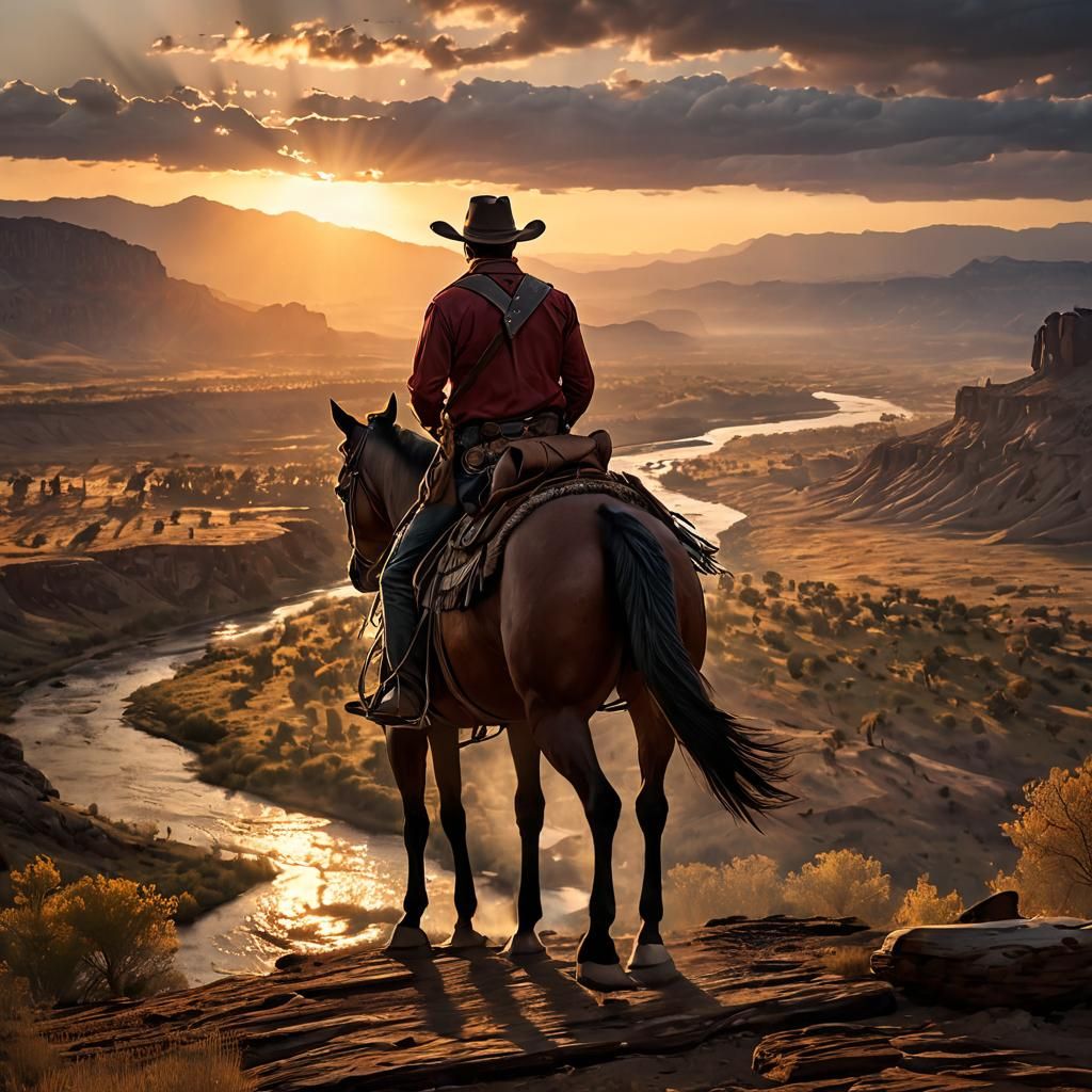 Cowboy Sunset in the Red River Valley